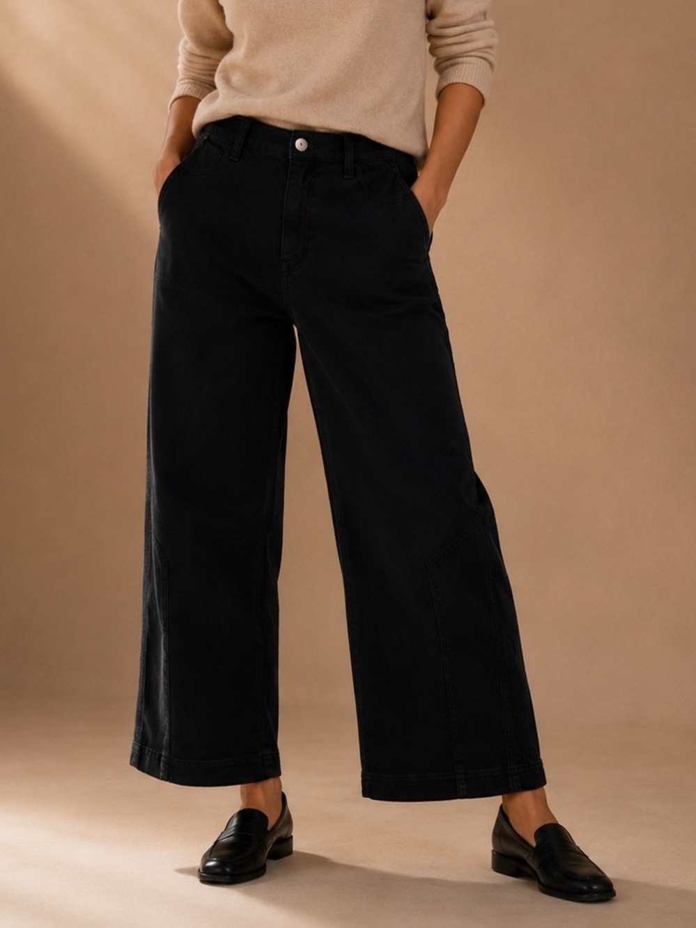 Evereve Wide Leg Black Women’s Jeans - Classic High-Rise Size 32